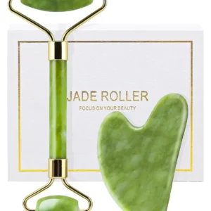 💚 Natural Jade Roller & Gua Sha Set🌸 Cooling Quartz Stone Face Massage Tool for Glowing, Sculpted, and Youthful Skin